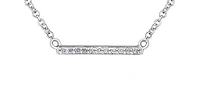 10K White Gold 0.055cttw Diamond Bar Necklace, 18"
