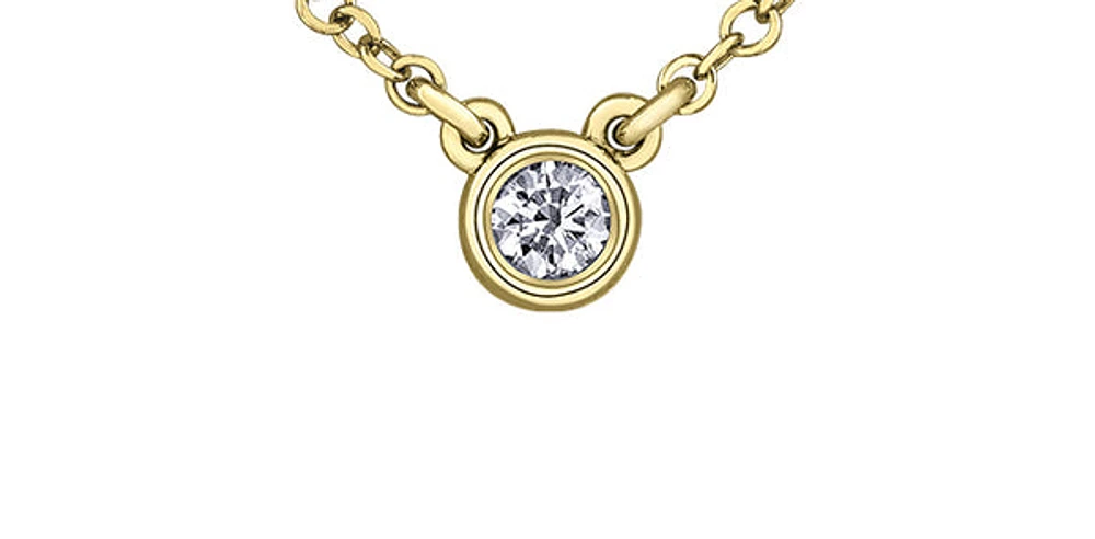 14K Yellow Gold 0.10cttw, 0.14cttw & 0.18cttw Canadian Diamond Bezel Set Pendant, 18"
