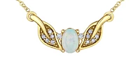 10K Yellow Gold 0.50cttw Opal and 0.10cttw Diamond Necklace - 18 Inches