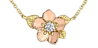 14K Rose and Yellow Gold Alberta Wild Rose 0.14cttw Canadian Diamond Necklace - 18"