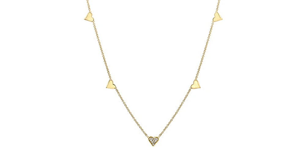 10K Yellow Gold 0.05cttw Diamond Heart Pendant, 18"