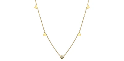 10K Yellow Gold 0.05cttw Diamond Heart Pendant, 18"