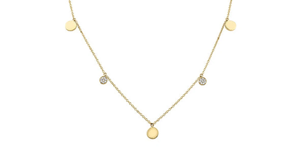 10K Yellow Gold 0.08cttw Diamond Necklace - 18"