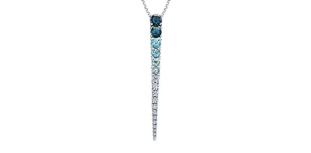 14K Gold 1.00cttw Canadian Diamond and Blue Topaz Pendant, 18"