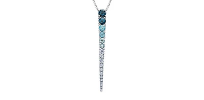 14K Gold 1.00cttw Canadian Diamond and Blue Topaz Pendant, 18"