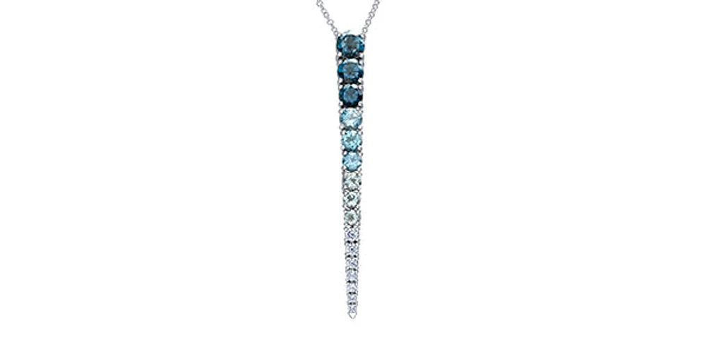 14K Gold 0.25cttw Canadian Diamond and Blue Topaz Pendant, 18"