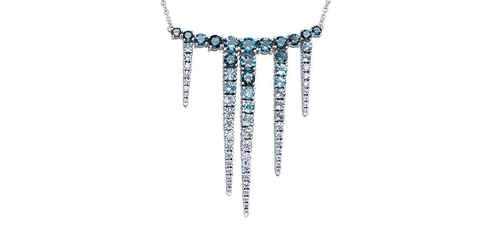 14K Gold 1.50cttw Canadian Diamond and Blue Topaz Pendant, 18"