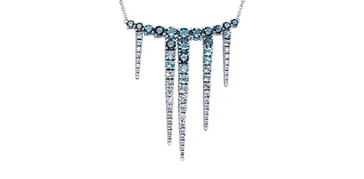 14K Gold 1.50cttw Canadian Diamond and Blue Topaz Pendant, 18"