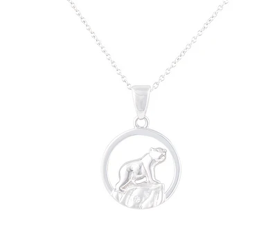 925 Sterling Silver 0.015cttw Canadian Diamond Nakoda Bear Pendant