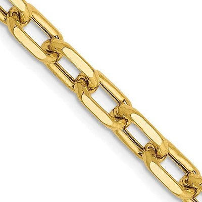 14K Yellow Gold 3mm Semi-Solid Diamond-cut Open Link Cable with Lobster Clasp Chain - /