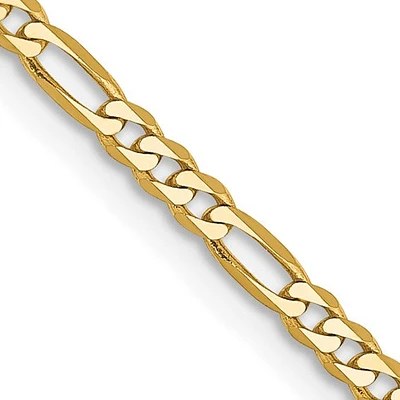 14K Gold 2.25mm Flat Figaro with Lobster Clasp Chain - /