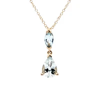 10K Yellow Gold 0.75cttw Genuine Aquamarine Pendant, 18"