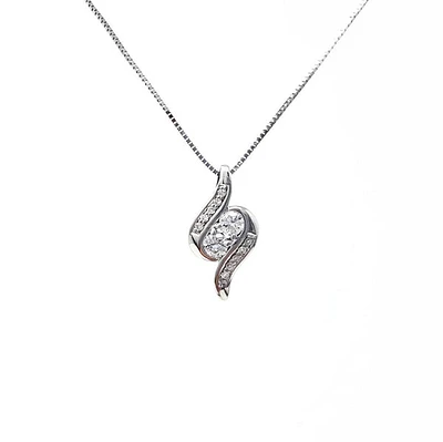 10K White Gold 0.25cttw Diamond Pendant, 18"