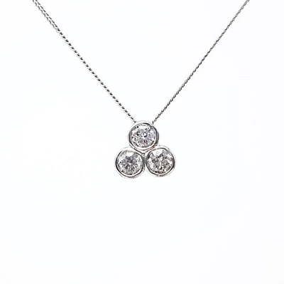 10K White Gold 0.25cttw Trinity Diamond Pendant, 18"