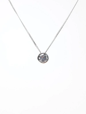10K White Gold 0.28cttw Bezel Set Diamond Pendant, 18"