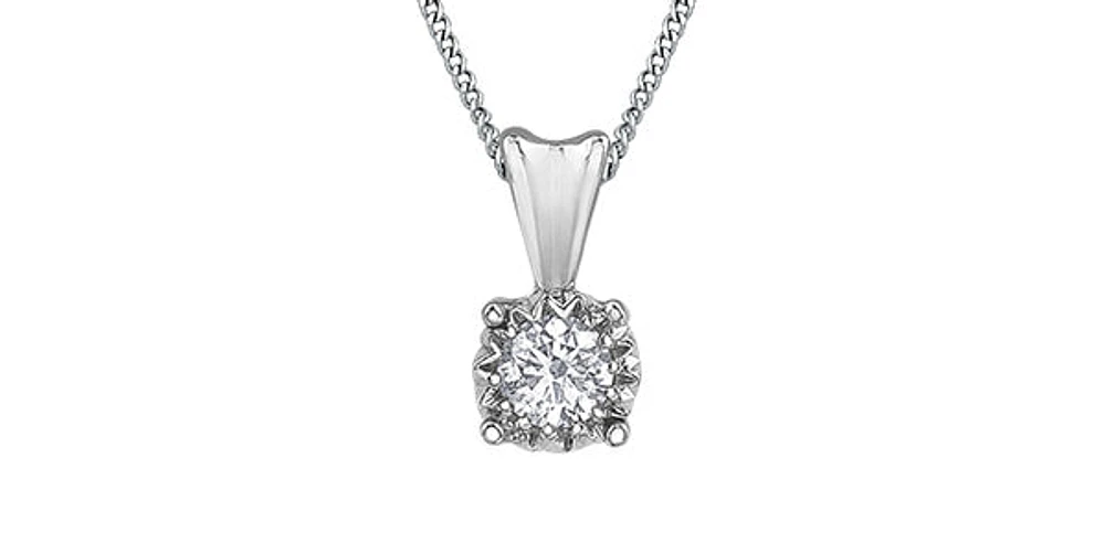 10K Gold 0.07cttw 4 Claw Illusion Setting Diamond Pendant