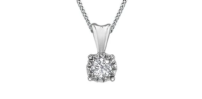 10K Gold 0.07cttw 4 Claw Illusion Setting Diamond Pendant