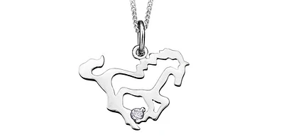 Sterling Silver 0.02cttw Canadian Diamond Horse Pendant, 18"