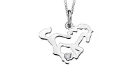 Sterling Silver 0.02cttw Canadian Diamond Horse Pendant, 18"