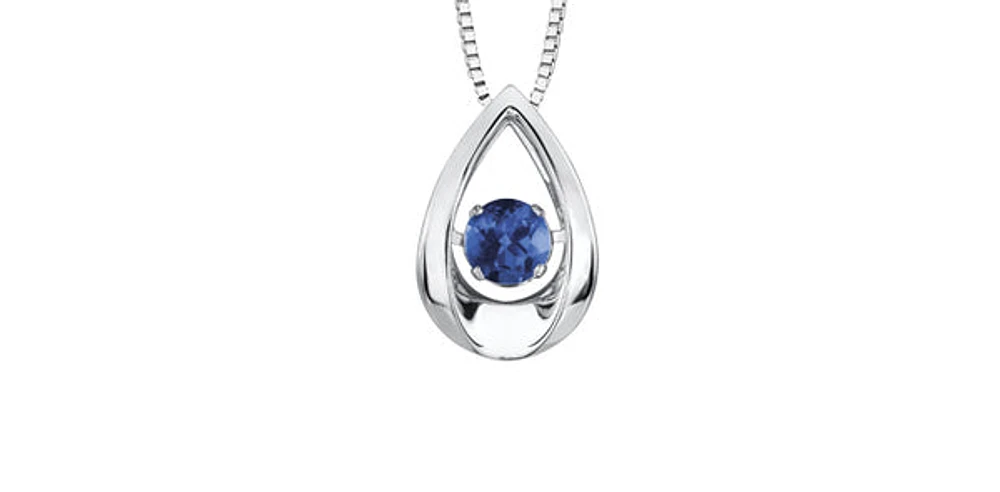 10K White Gold 0.20cttw Genuine Sapphire Pendant, 18"