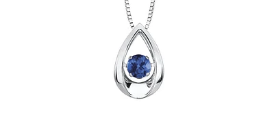 10K White Gold 0.20cttw Genuine Sapphire Pendant, 18"