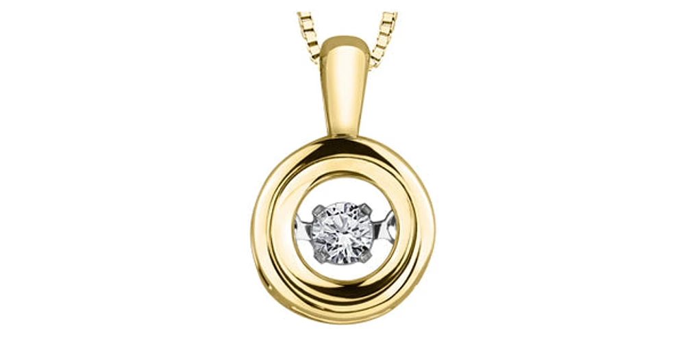 10K Yellow Gold 0.05cttw Diamond Pendant, 18"