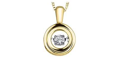 10K Yellow Gold 0.05cttw Diamond Pendant, 18"