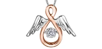 10K Rose Gold & White Gold 0.05cttw Diamond Angel Pendant, 18"