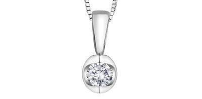 14K White Gold 0.10cttw Round Cut Diamond Pendant, 18"