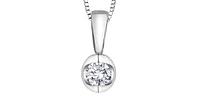 14K White Gold 0.10cttw Round Cut Diamond Pendant, 18"