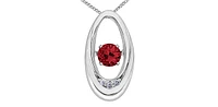 10K White Gold 0.12cttw Genuine Ruby & Diamond Pendant, 18"
