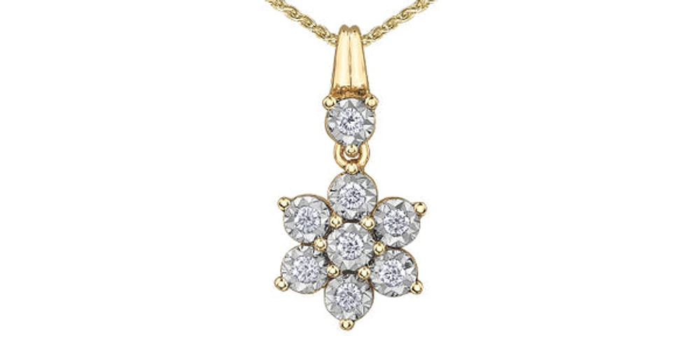 10K Yellow Gold 0.20cttw Diamond Pendant - 18"