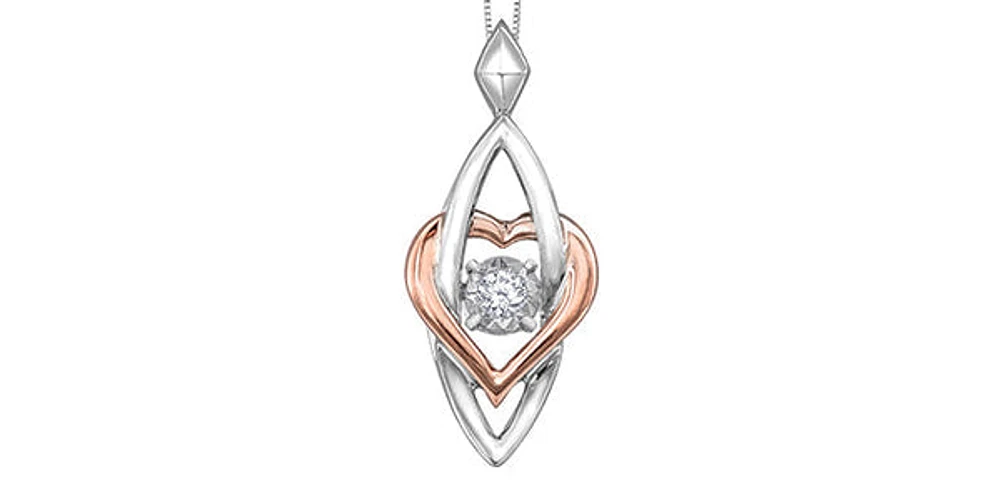 White & Rose Gold Diamond Pendant