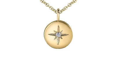 10K Yellow Gold 0.023cttw Canadian Diamond Pendant, 18"