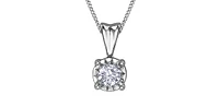10K White Gold 0.20cttw Diamond Solitaire Pendant, 18"