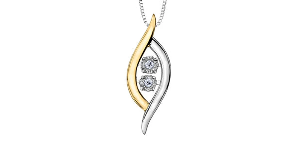10K White and  Yellow Gold 0.02cttw Diamond Pulse Pendant, 18"