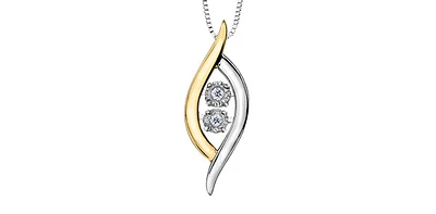 10K White and  Yellow Gold 0.02cttw Diamond Pulse Pendant, 18"
