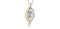 10K White and  Yellow Gold 0.02cttw Diamond Pulse Pendant, 18"