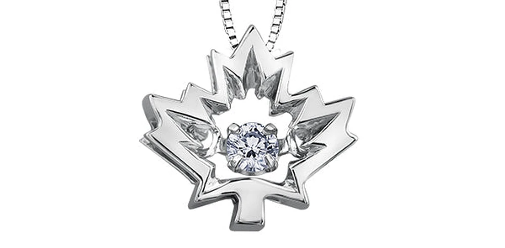 10K Gold 0.04 Canadian Diamond Maple Leaf Pendant