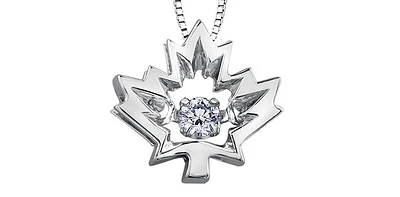 0.146 Canadian Diamond Maple Leaf Pendant - Gold
