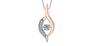 10K White & Rose Gold 0.10cttw Canadian Diamond Necklace - 18"