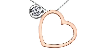 10K White & Rose Gold 0.09cttw Canadian Diamond Heart Necklace, 18"