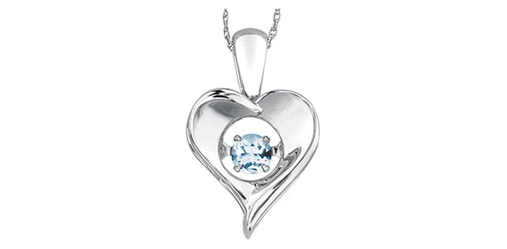 Sterling Silver 0.10cttw Aquamarine Pulse Pendant, 18"