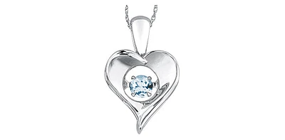 Sterling Silver 0.10cttw Aquamarine Pulse Pendant, 18"