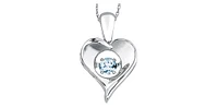 Sterling Silver 0.10cttw Aquamarine Pulse Pendant, 18"