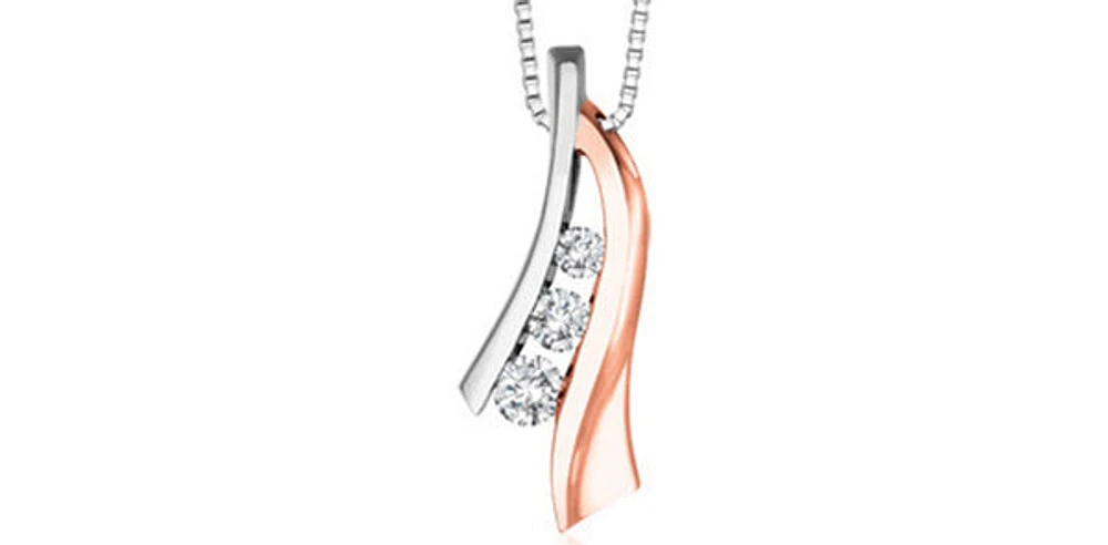 10K White & Rose Gold 0.25cttw Diamond Pendant, 18"