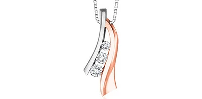 10K White & Rose Gold 0.25cttw Diamond Pendant, 18"