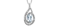 925 Sterling Silver Aquamarine & Diamond Necklace
