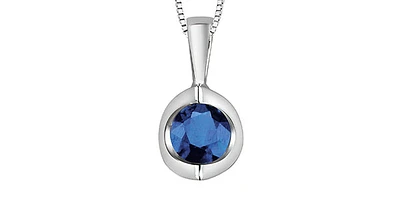 10K White Gold Genuine Sapphire Pendant