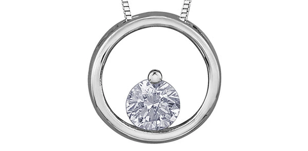10K White Gold Diamond 0.075cttw Round Cut Pendant 18"